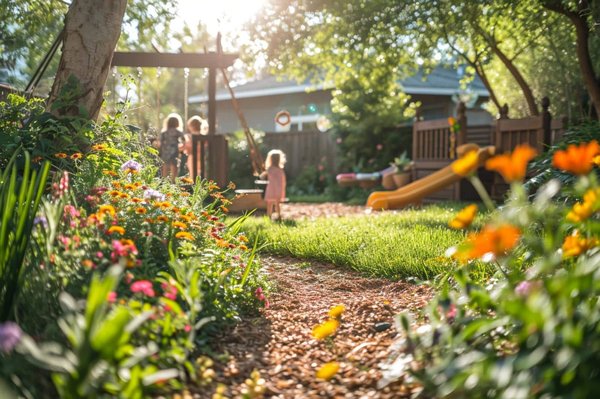 Comment aménager un espace de jeux pour enfants dans un petit jardin en pente ?
