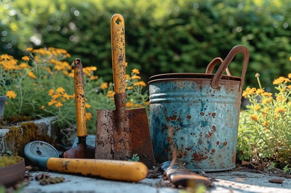 Quelle technique utiliser pour éliminer les taches de rouille sur des outils de jardin ?